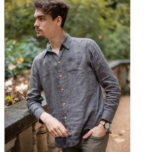Pavietra Linen Men Shirt with long sleeves in graphite